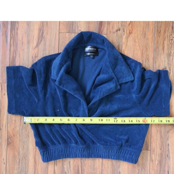 Carbon38 Micro Terry Cropped Top Daylight Navy -S - Picture 3 of 10